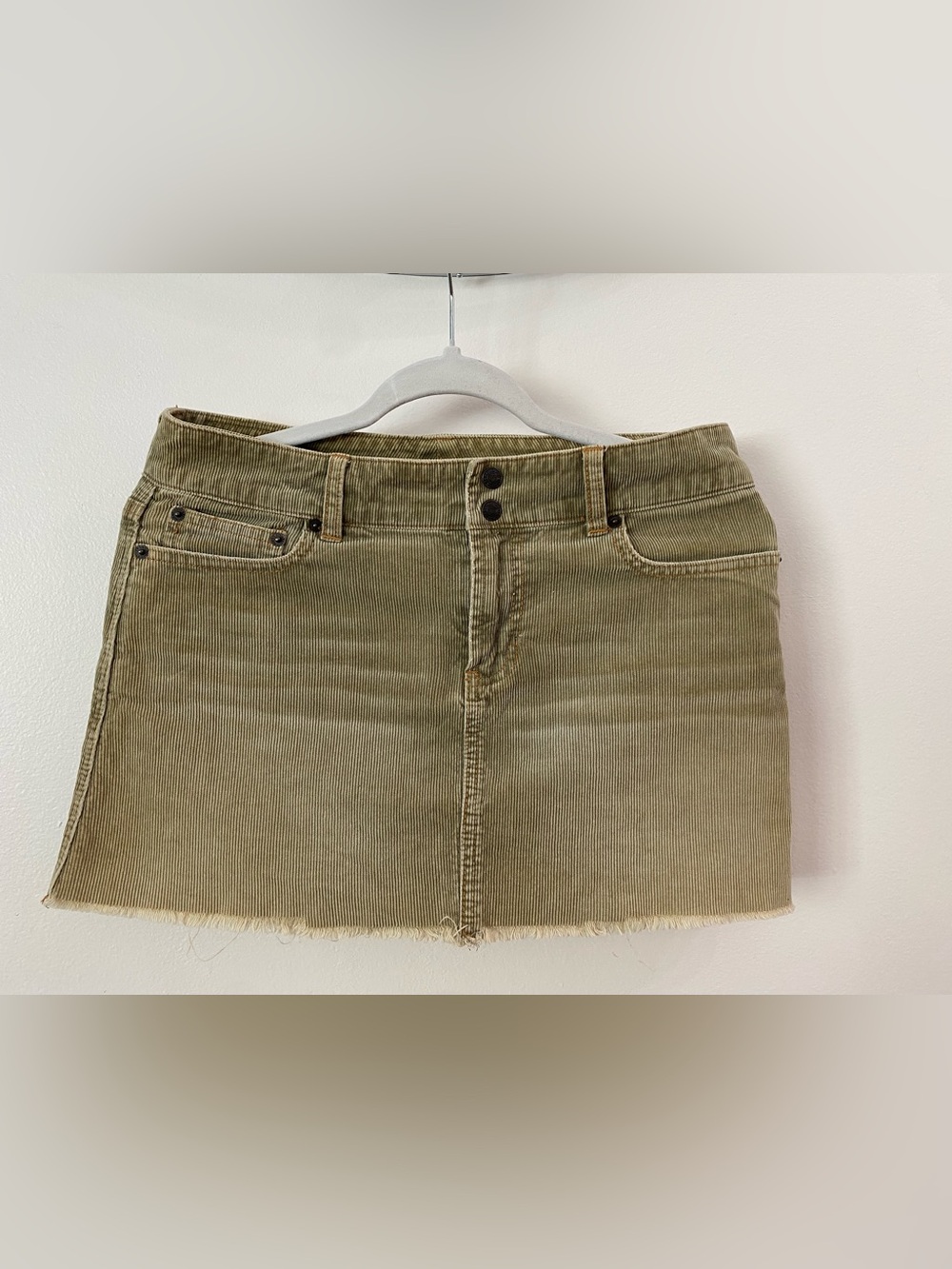 Vintage Y2K Abercrombie & Fitch Olive Green Corduroy Mini Skirt